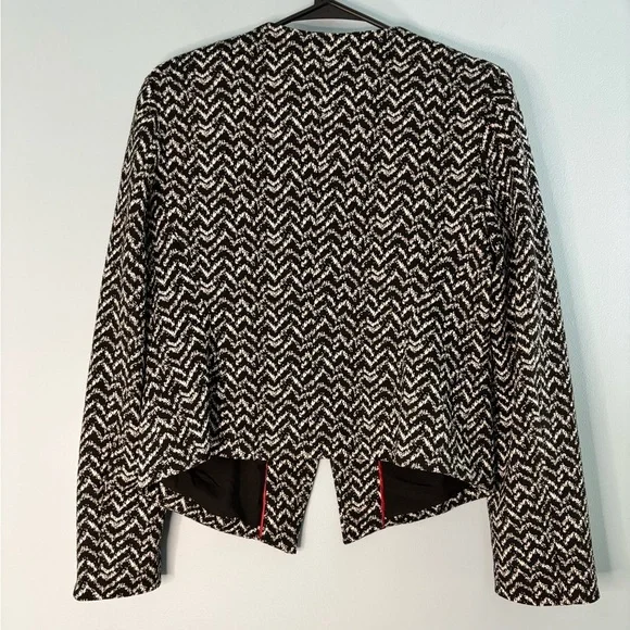 Mario Serrani Italy Open Front Classic Womens Blazer Black White Size Medium - Picture 2 of 4